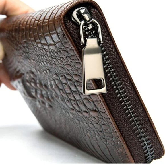 New Men's Genuine Leather Long Bifold wallet alligator - Picture 5 of 7